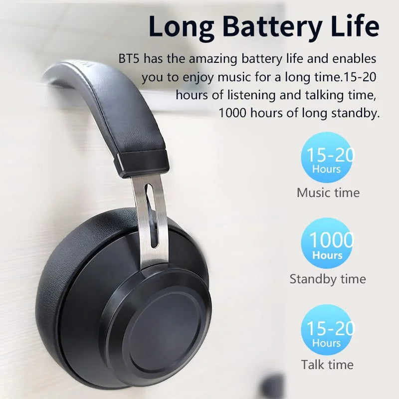 Bluedio BT5 Wireless Headphone and Wired Stereo Bluetooth Over-Ear Headset with Built-in Microphone