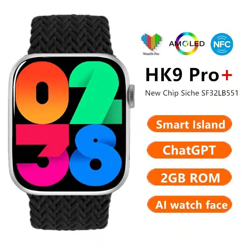 HK9 PRO+ SERIES 9 AMOLED SCREEN AI WATCH FACE SMART WATCH WITH Wearfit Pro APP BLACK